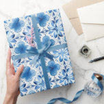 Blue White Flowers Bridal Shower Wrapping Paper<br><div class="desc">Blue White Flowers Bridal Shower</div>