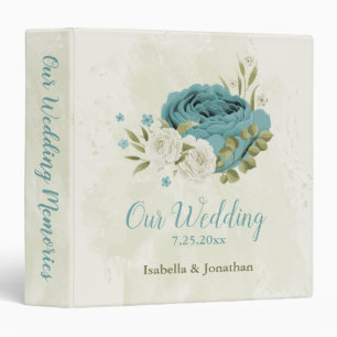 blue white flowers greenery wedding photo album 3 ring binder
