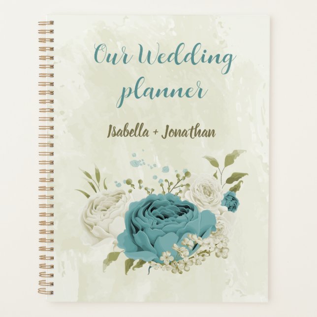 blue white flowers greenery wedding planner (Front)