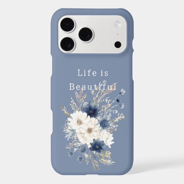 Blue White Flowers iPhone Case (Back)