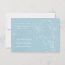 Blue & White Flowers & Leaves Wedding RSVP Card