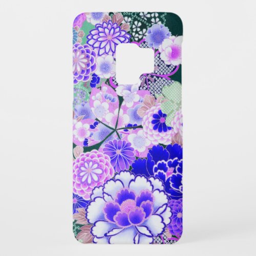 BLUE WHITE FLOWERS PeonyRoses Japanese Floral Case_Mate Samsung Galaxy S9 Case