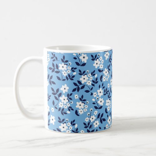 Blue White Flowers Vintage Coffee Mug