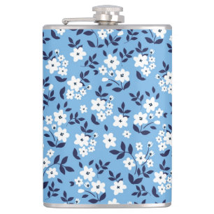 Blue, White Flowers: Vintage Flask
