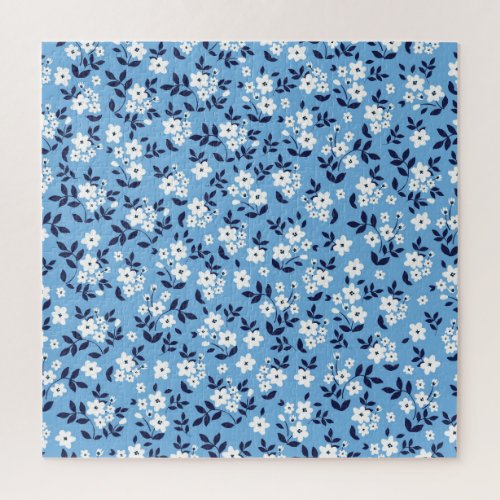 Blue White Flowers Vintage Jigsaw Puzzle