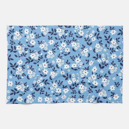 Blue White Flowers Vintage Kitchen Towel