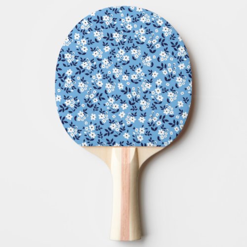 Blue White Flowers Vintage Ping Pong Paddle