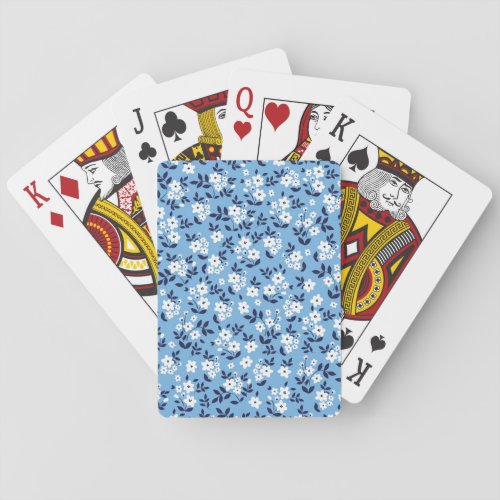 Blue White Flowers Vintage Playing Cards