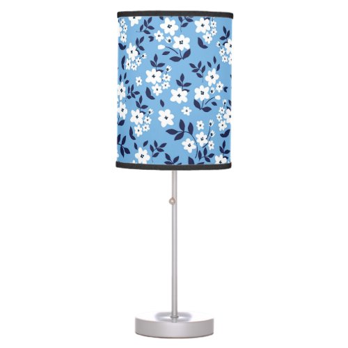 Blue White Flowers Vintage Table Lamp
