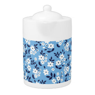 Blue, White Flowers: Vintage Teapot