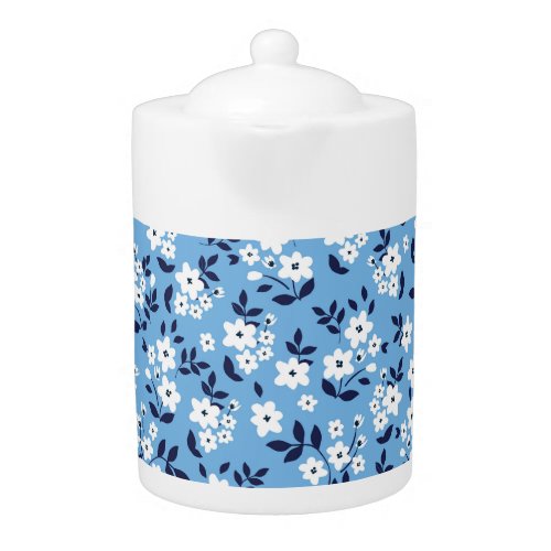Blue White Flowers Vintage Teapot