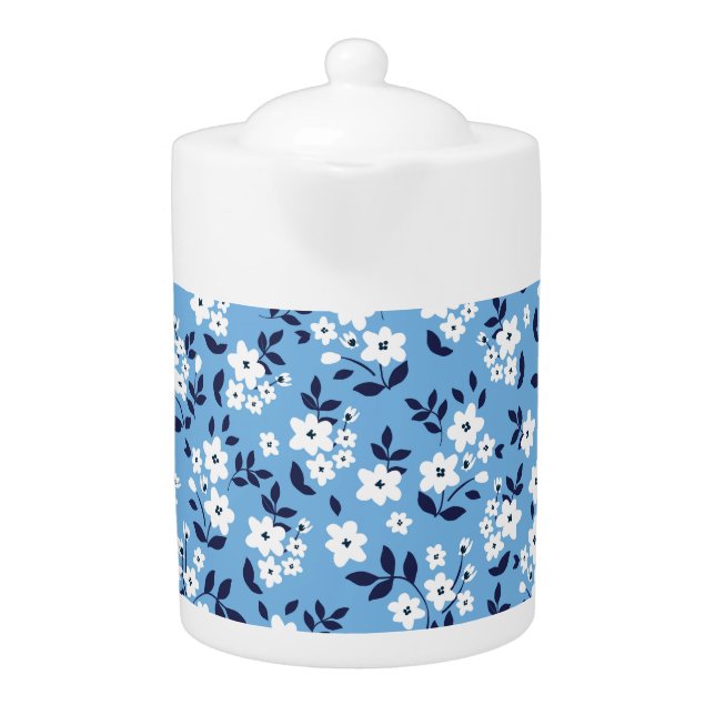 Blue, White Flowers: Vintage Teapot (Front)