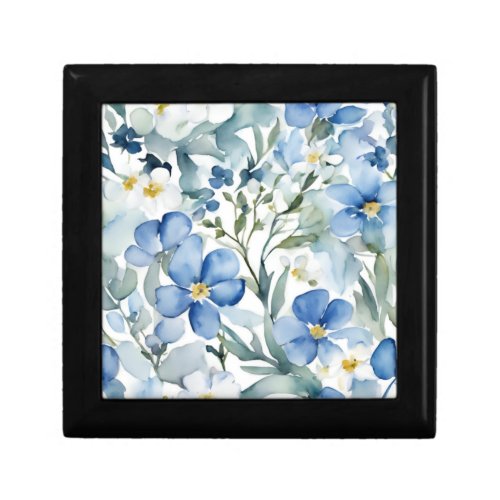 Blue White Flowers Watercolor Chic Gift Box