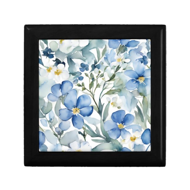 Blue White Flowers Watercolor Chic Gift Box (Front)