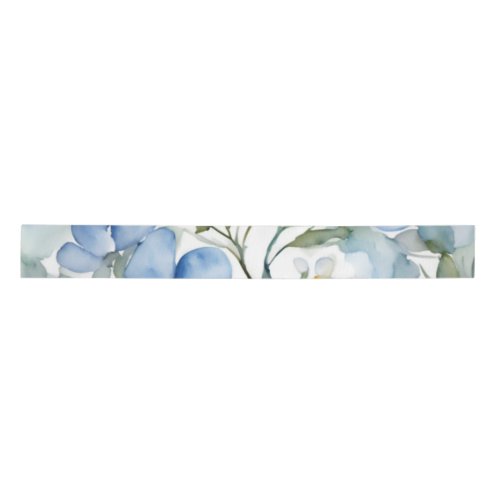 Blue White Flowers Watercolor Chic Satin Ribbon