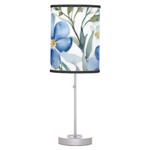 Blue White Flowers Watercolor Chic Table Lamp