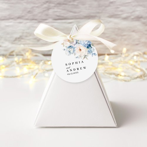 Blue  White Flowers Wedding Favor Tags