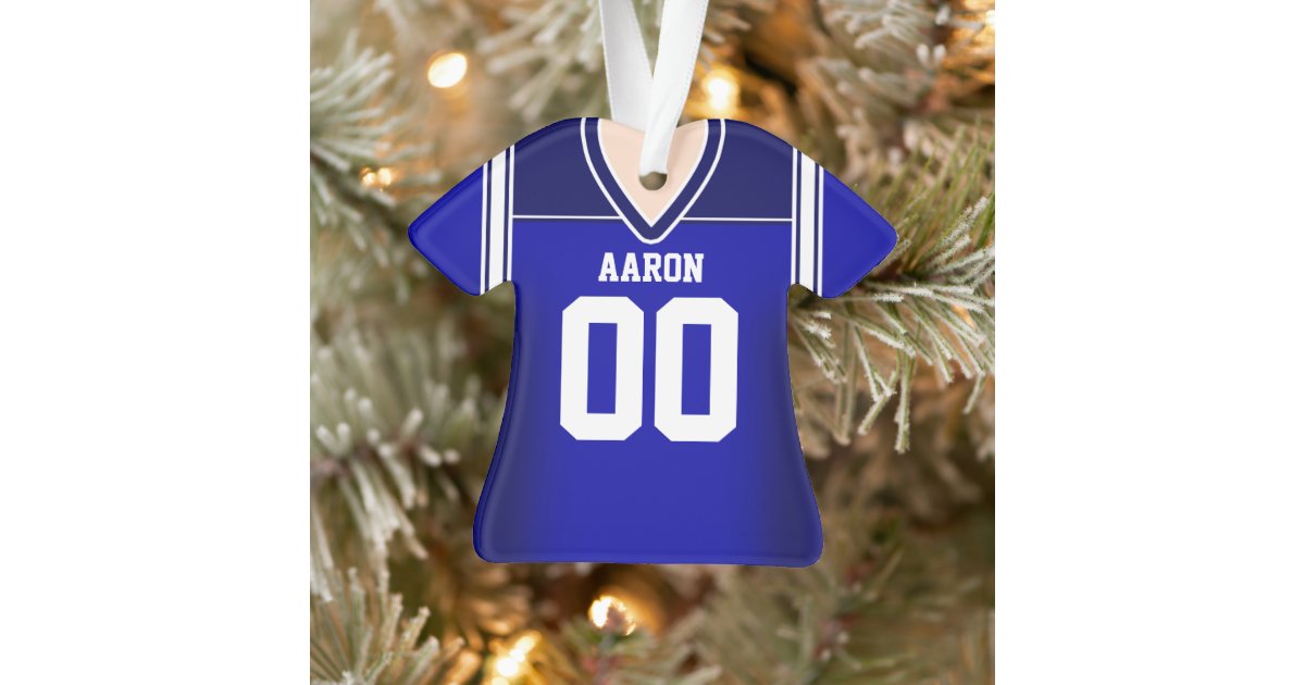 Blue/White Football Jersey Ornament Zazzle