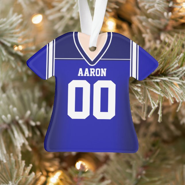 Blue/White Football Jersey Ornament (Tree)