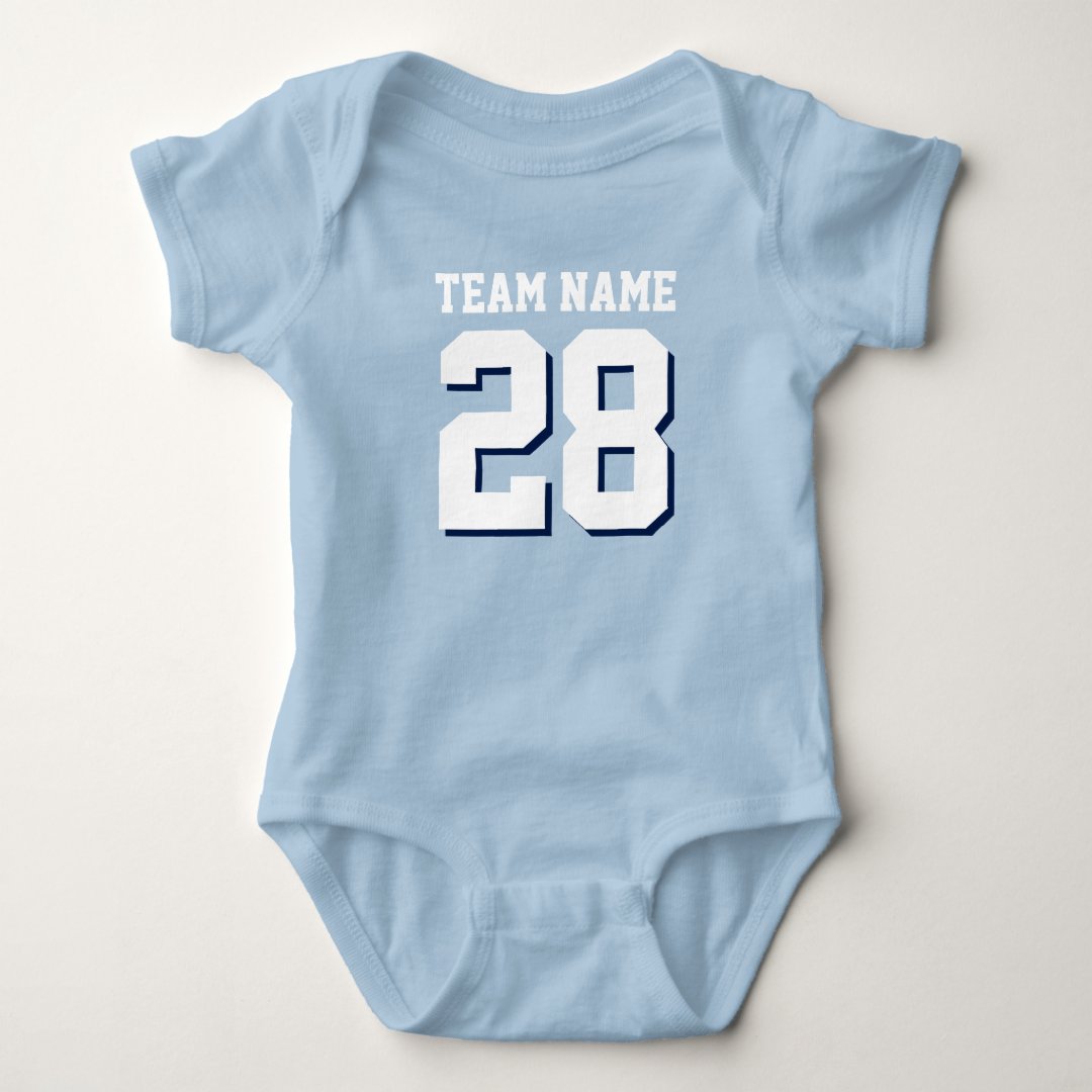 Blue White Football Jersey Sports Baby Romper Zazzle