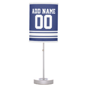 Blue White Football Jersey with Custom Name Number Table Lamp