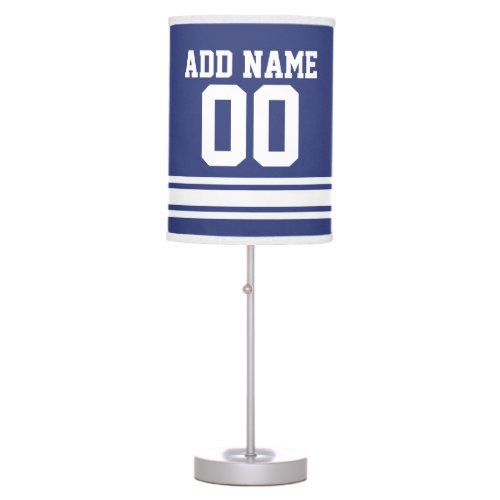 Blue White Football Jersey with Custom Name Number Table Lamp
