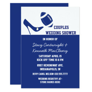 Football Theme Wedding Invitations Zazzle Blue White Football Themed Wedding Shower Invitation