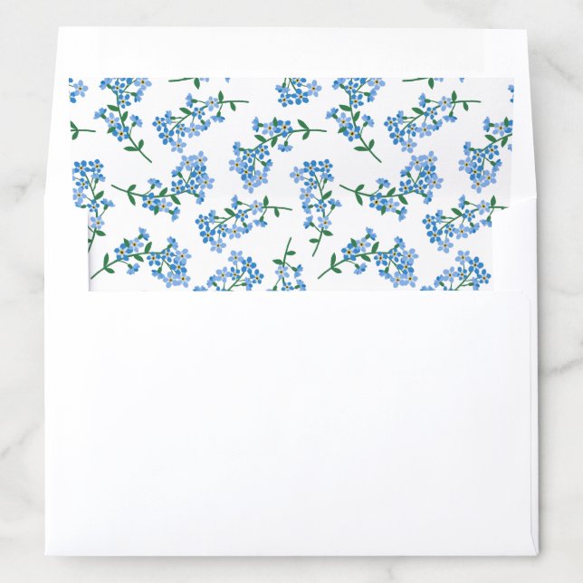 Blue White Forget Me Not Pattern Envelope Liner (In Envelope)