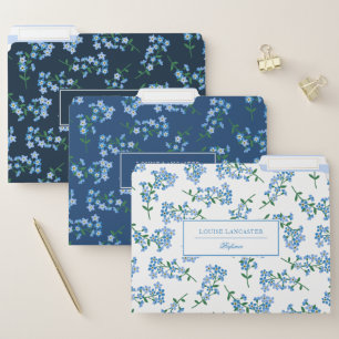 Blue White Forget Me Not Pattern File Folder
