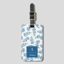Blue White Forget Me Not Pattern Luggage Tag
