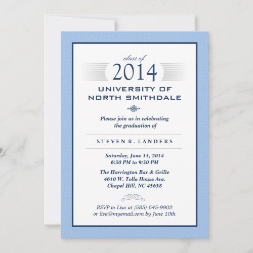 Blue  White Formal Graduation Party Invite