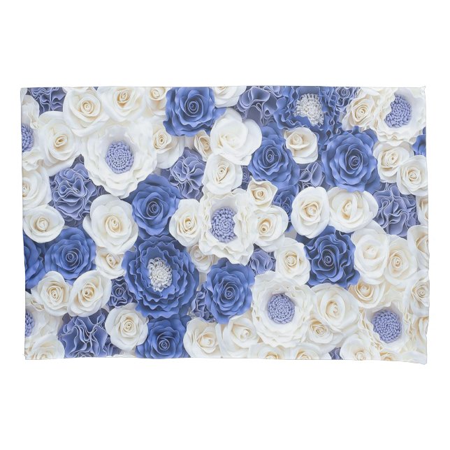 Blue White Fowers Elegant Girly Pillow Case (Front)