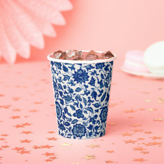 Blue White French Country Toile Chinoiserie Paper Cups