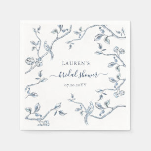Blue & white French toile Bridal Shower Napkins