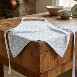 Blue White French Toile Monogram Pattern Apron