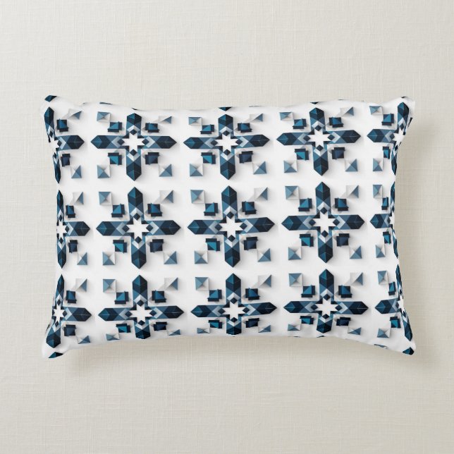 🌊Blue White Geometric Abstract Modern Accent Pillow (Front)