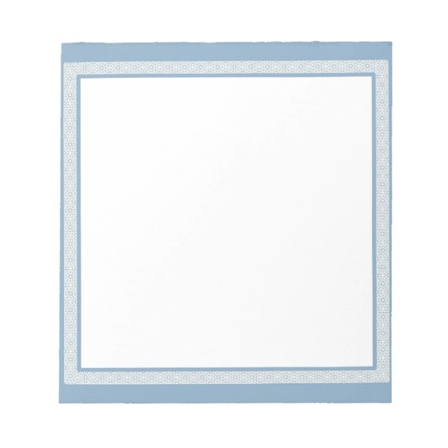 Blue & White Geometric Border Notepad (Front)