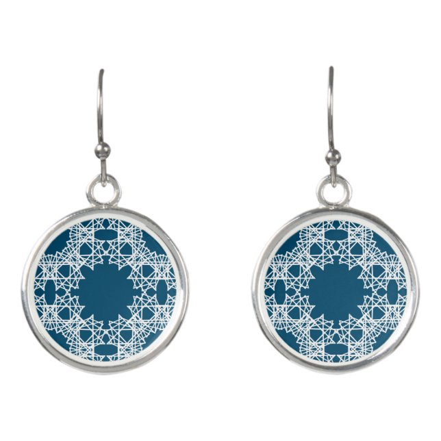 Blue_White Geometric Designed Earrings by Joya Eve (Front)