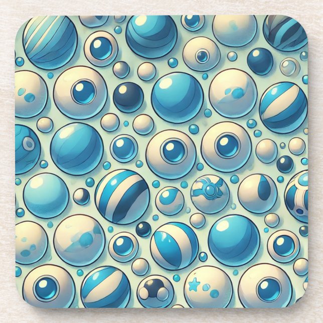 🔵 Blue White Geometric Modern Home Decor⚪ Beverage Coaster (Front)