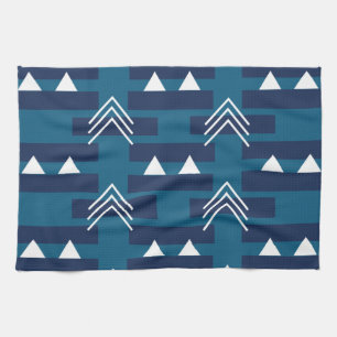 Blue White Geometric Pattern Modern Decor Kitchen Towel