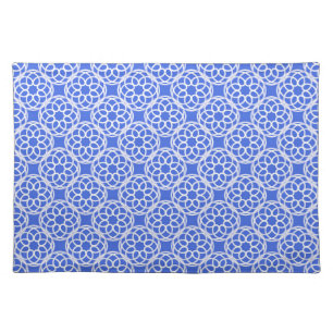 Blue White Geometric Seamless Pattern Cloth Placemat