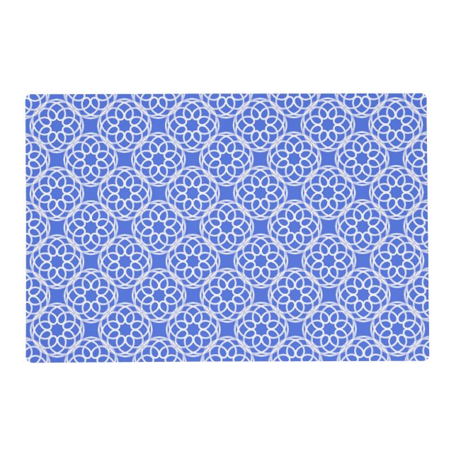 Blue White Geometric Seamless Pattern Placemat (Front)