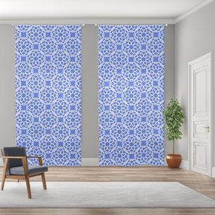 Blue White Geometric Seamless Pattern Sheer Curtains