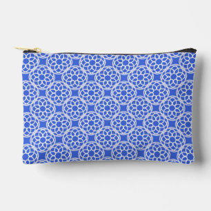 Blue White Geometric Seamless Pattern Small Accessory Pouch