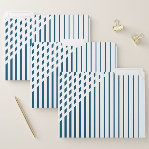 Blue white geometric stripes modern pattern classy file folder