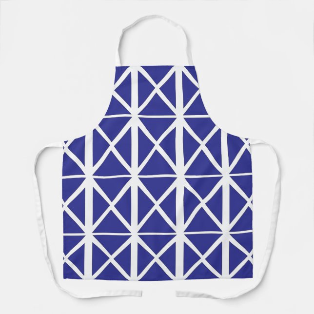 Blue White Geometric Triangle Pattern      Apron (Front)