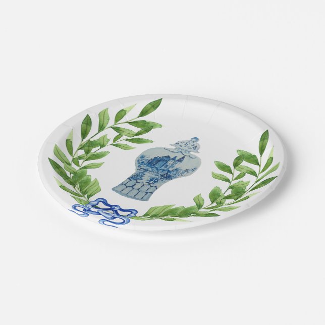 Blue & White Ginger Jar Paper Plates (Angled)