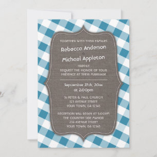 Blue & White Gingham Canvas Wedding Invitations