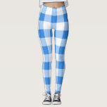 Blue & White Gingham Checkered Pattern Leggings<br><div class="desc">Leggings</div>