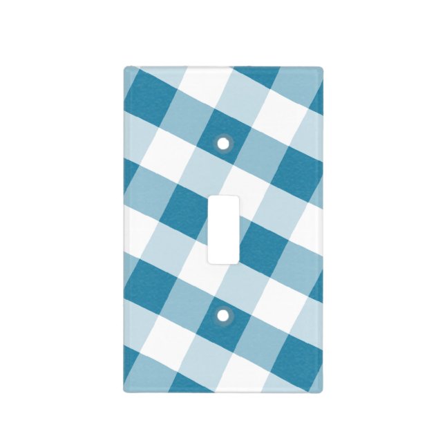 Blue & White Gingham Country Light Switch Cover (Front)